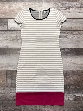 DE Collection Mid Length Dress Gray Stripe Dress